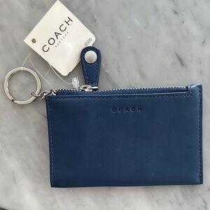 Coach Navy Leather Key Pouch